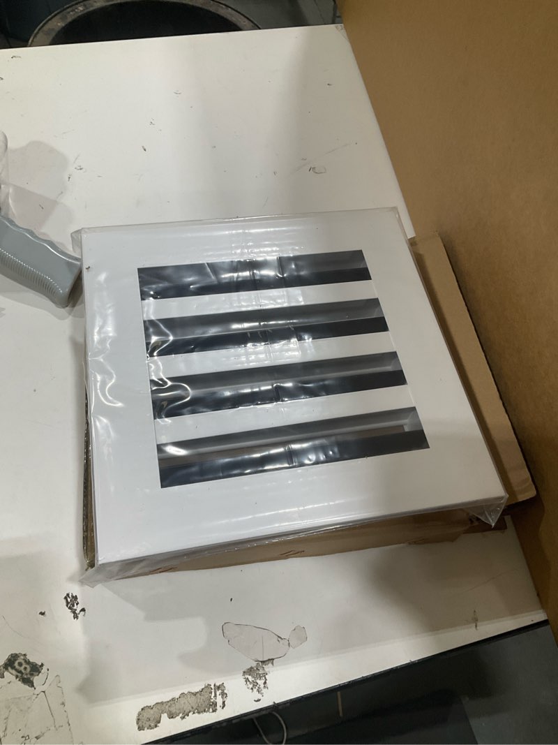 Condition photo showing New/Like New for fa-star clean modern ac vent cover 8 x 8 (duct opening cutout) - decorative white air vent - standard linear slot diffuser - register grille for ceiling, walls & floors - all aluminium 8x8 (white)