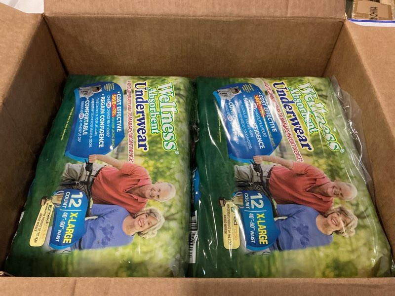 Condition photo showing New/Like New for Unique Wellness-Absorbent Underwear (Pull-Ups) Size X-Large (40\\\"–60\\\" Waist)  2 packs of 12 , Made in USA