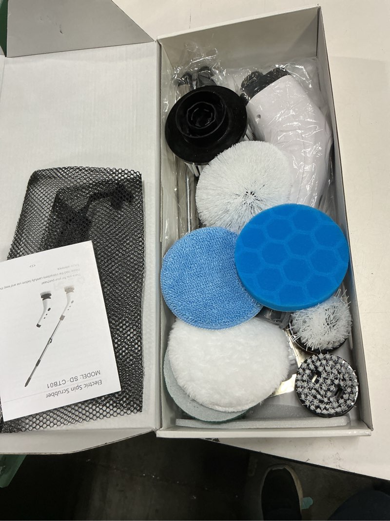 Condition photo showing Good Condition for electric bathroom cleaning brush, cordless spin scrubber full body waterproof ipx7 with adjustable handle, 8 replaceable brush heads for bathtub/kitchen/window/home -sd-ctb01 extended