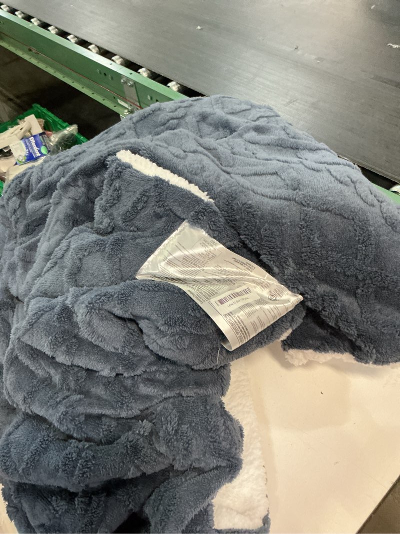 Condition photo showing As Is for electric blanket full size heated blanket 72''x84'' - fleece heated blankets washable with 5 heating level & 10 hour auto off heated lap blanket for office, chair blanket for winter, great gift ideas 06-navy blue full 72" x 84"