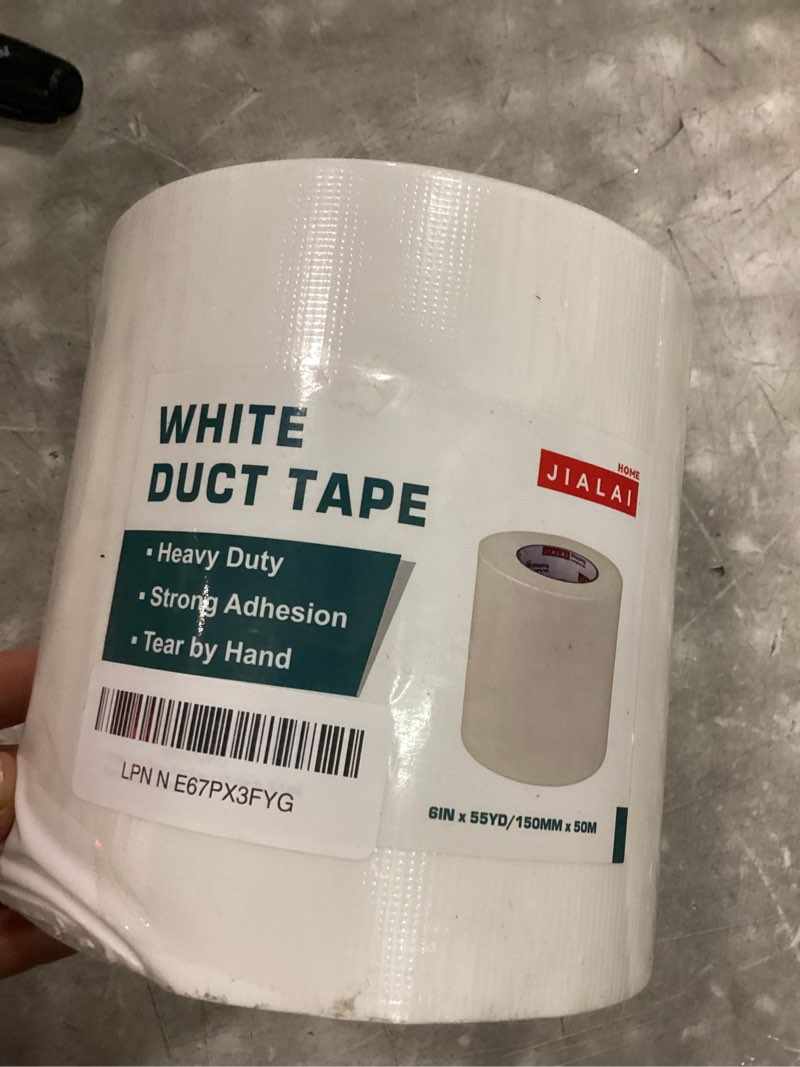 Condition photo showing New/Like New for jialai home 6" white duct tape, heavy duty 6 inch x 55 yds (164 ft) wide duct tape, waterproof, uv resistant for crafts, home improvement, repairs, & projects