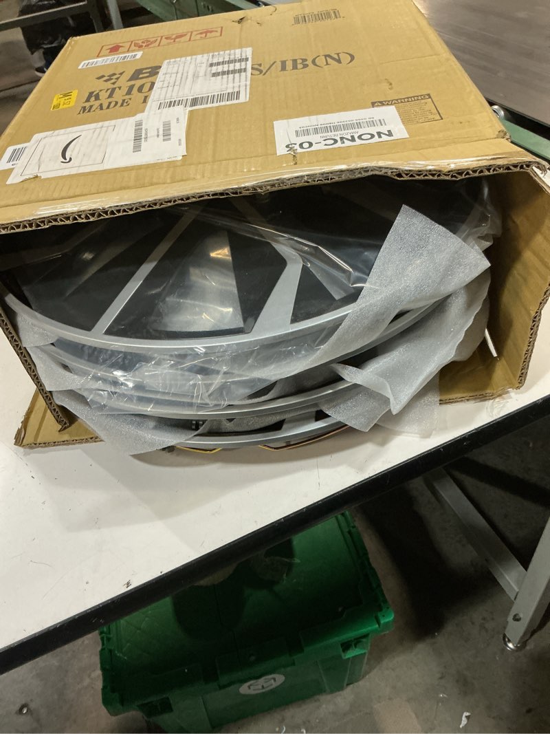 Condition photo showing Good Condition for bdk 16 inch hubcaps set of 4 – oem replacement snap-on wheel rim covers - universal fit car wheel cover for cars, trucks, suv, vans durable abs black & silver 10-spoke hub-cap car accessories exterior
