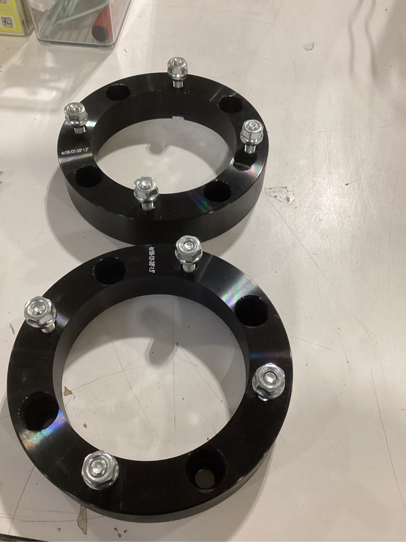 Condition photo showing As Is for PHILTOP 4x156 1.5\" Wheel Spacers for Sportsman 600, 2 Pcs Hub Centric Wheel Spacers with 131mm Hub Bore 3/8\"-24 Studs fit for Sportsman 700, Predator 500, Sportsman 500 4x4, Outlaw 90, Outlaw 50 4x156 -131mm -3/8\"-24 -1.5\" thick -4Pcs Black