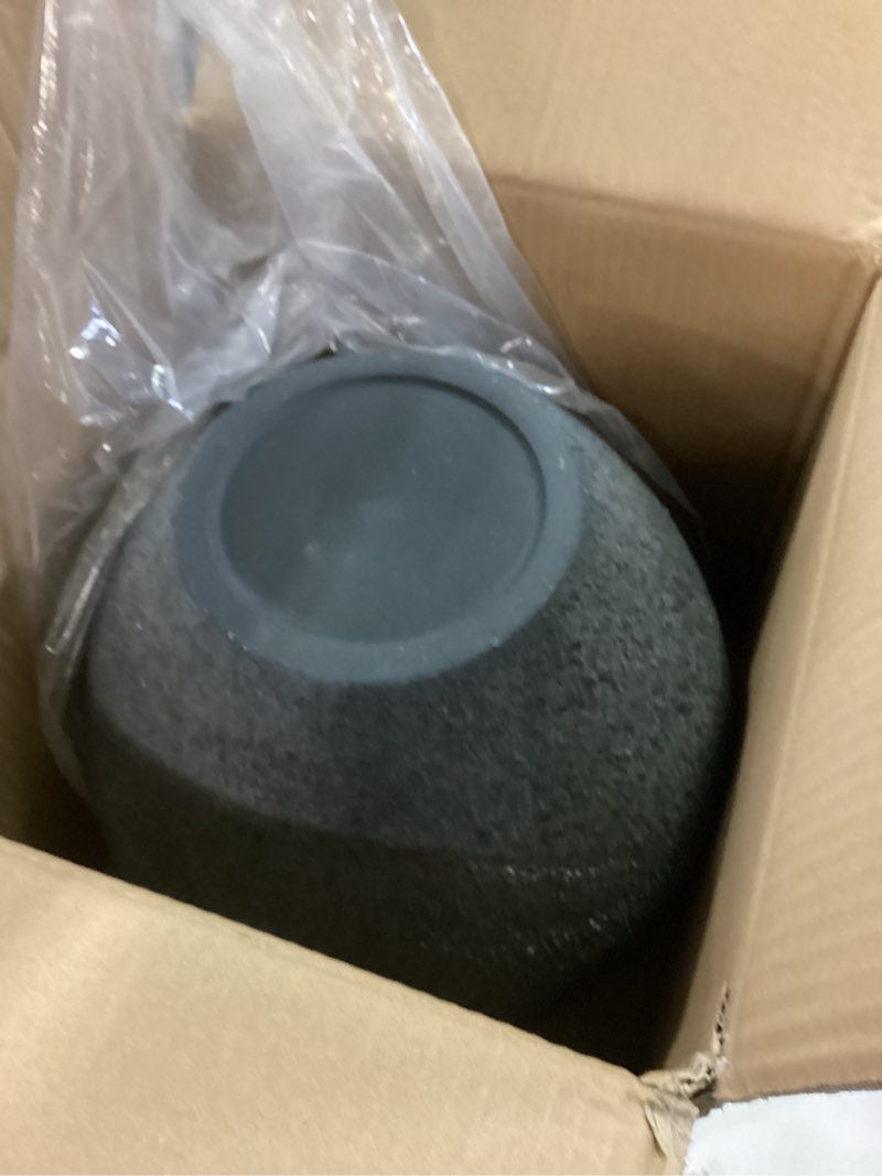 Condition photo showing Good Condition for Large Black Round Vase for Flowers & Table Centerpieces - 11 Inch Rustic Textured Earthy Stone Look, Matte Big Decorative Arina Modern Farmhouse Wabi Sabi Decor for Living Room, Dining, Coffee Table