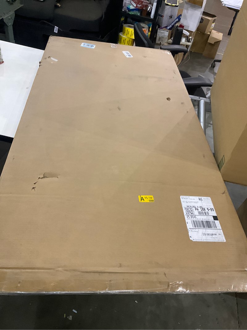 Condition photo showing As Is for Laundry Countertop with 2.75" H Edge, Wood Countertop Topper for Washer and Dryer, 54" W x 27.5" D Washer Dryer Topper with 10 Non-Slip Pad for All Front-Loaded, Easy to Install (Gray) Gray Wood