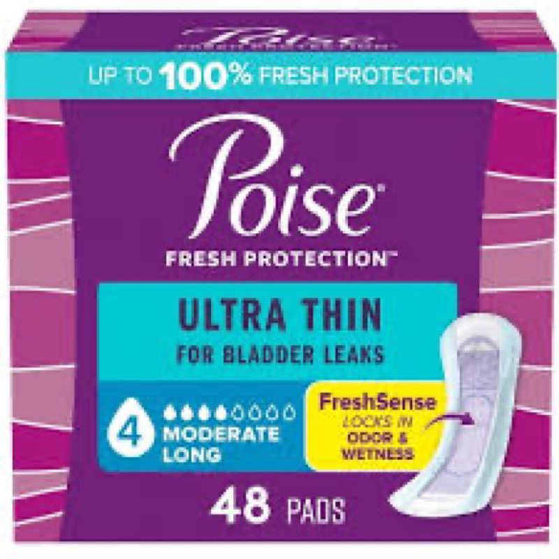 Poise Ultra Thin Incontinence Pads & Postpartum Pads for Bladder Leaks, 5 Drop Maximum Absorbency, L