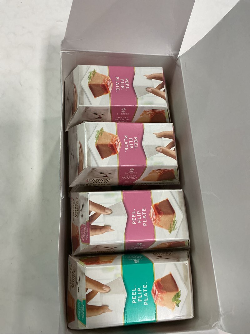 Condition photo showing New/Like New for Best before DEC-2026)Fancy Feast Gems Pate Cat Food Mousse and a Halo of Savory Gravy Wet Cat Food Variety Pack - (Pack of 12) 4 oz. Boxes
