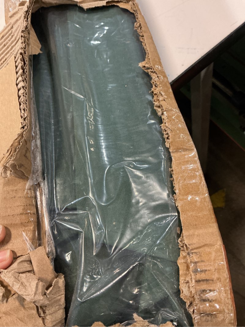 Condition photo showing As Is for blissun 9' outdoor patio umbrella, outdoor table umbrella, yard umbrella, market umbrella with 8 sturdy ribs, push button tilt and crank dark green