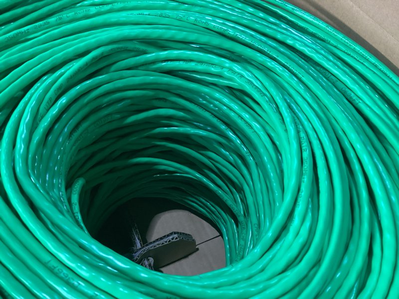 Condition photo showing As Is for cmple - cat5e plenum cable 1000ft, cmp, green, 350mhz gigabit ethernet solid network internet bulk u