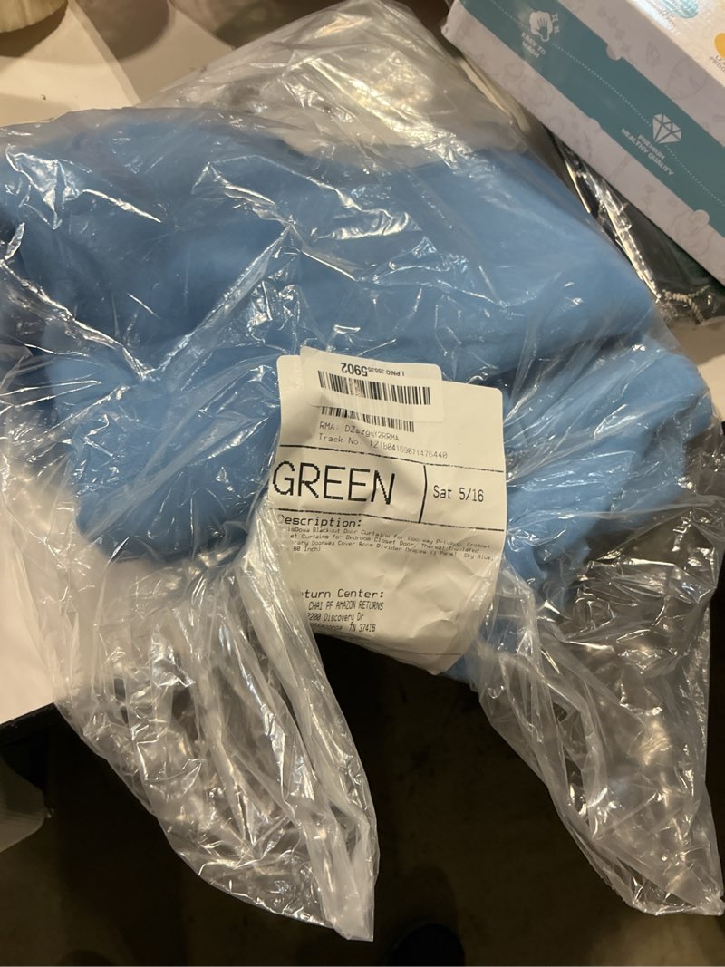 Condition photo showing Good Condition for chrisdowa blackout curtains door curtain for doorway privacy closet drapes | 34w x 80l, for living room/bedroom/closet door thermal insulate temporary doorway single curtain drapes, 1 panel sky blue 34"w x 80"l (pack of 1) sky blue