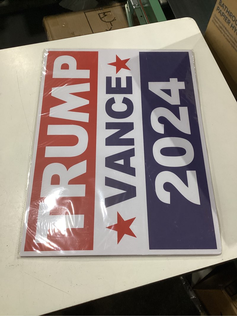 Condition photo showing New/Like New for oligei trump yard signs, large trump yard signs 2024 18" x 24", trump-vance yard signs 2024 double s