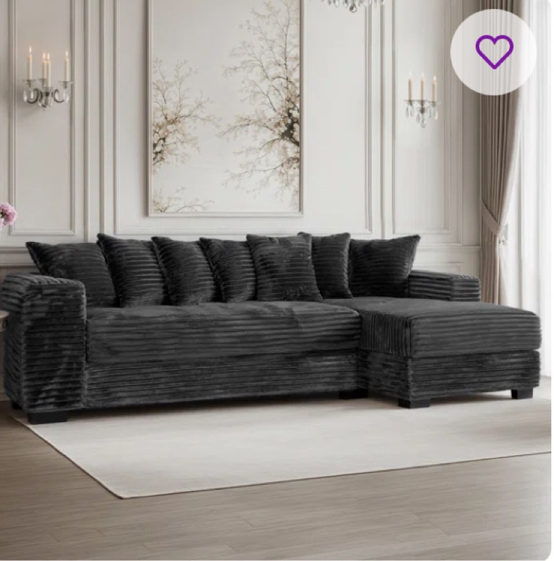 (incomplete box 1 of 2 )2 - piece corduroy sectional sofa reversible sleeper couch with chaise