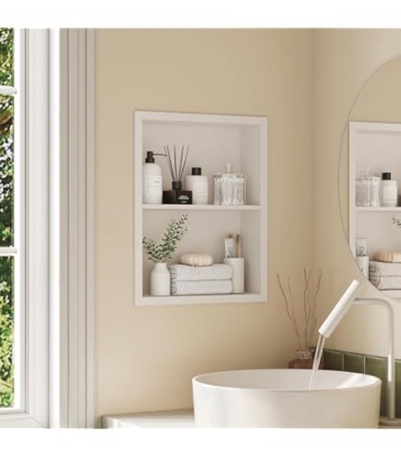 Oenalw 14x18 Medicine Cabinet Recessed Stainless Steel, 2-Tier, Medicine Cabinet Organizer,Stainless