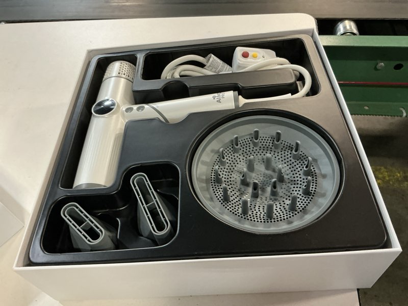 Condition photo showing Good Condition for aiko pro salon ionic hair dryer, 1800w high-speed foldable travel blow dryer, brushless motor for fast drying & frizz control, 3 temps & 3 speeds, lightweight, portable & quiet with 3 magnetic nozzles