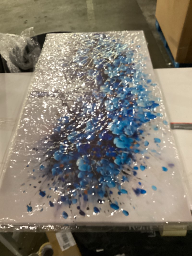 Condition photo showing New/Like New for Tree Art Wall Decor for Living Room Blue Pictures Wall Decor for Bedroom Home Office Decor Ready to Hang 24 x 48 Inch 48"L x 24"W Blue