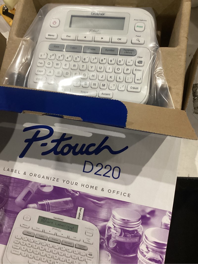 Condition photo showing Good Condition for brother p-touch, ptd210, easy-to-use monochrome label maker, one-touch keys, multiple font styles, 27 user-friendly templates, white
