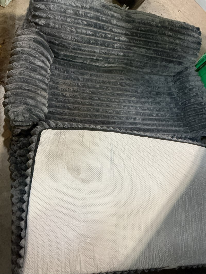 Condition photo showing As Is for Foldable Human Dog Bed for Adult, Fluffy Faux Angora Human Sized Pet Bed with Blanket, Orthopedic Dog Bed with Egg Foam and Water Repellent Liner (Dark Grey (Foldable), 72" Length) Dark Grey (Foldable) 72" Length