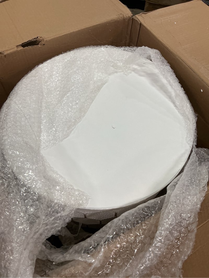 Condition photo showing Good Condition for Signature Design by Ashley Polly Geometric Honeycomb Indoor & Outdoor Accent Stool, White