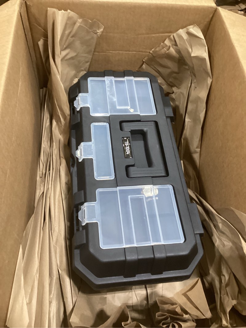 Condition photo showing Good Condition for black canyon 19 inch portable plastic tool box, 19 in × 9.6 in × 8.3 in, padlockable 1 piece 19 in 8.3 in × 9.6 in × 19 in