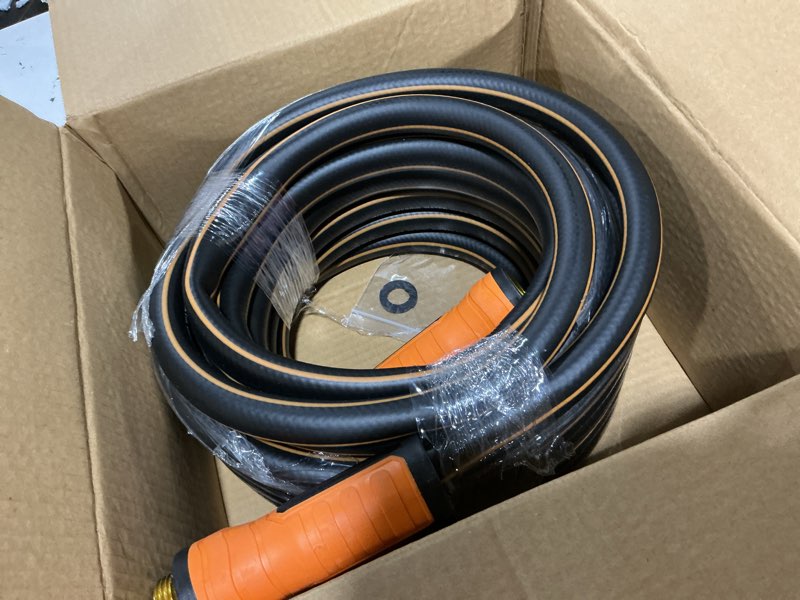 Condition photo showing New/Like New for garden hose 35 ft x 5/8", heavy duty water hose, flexible and durable, kink resistant lightweight hybrid hose, leakproof yard hose with male to female fittings 35ft black