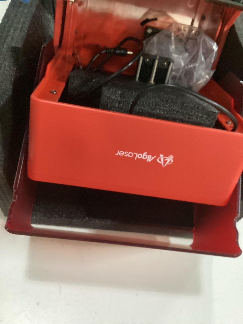 Condition photo showing As Is for algolaser 3w smart laser engraver machine, class 1 portable laser cutter with built-in 2.0 algoos system, no pc needed, laser engraving for wood, acrylic, leather. red-3w