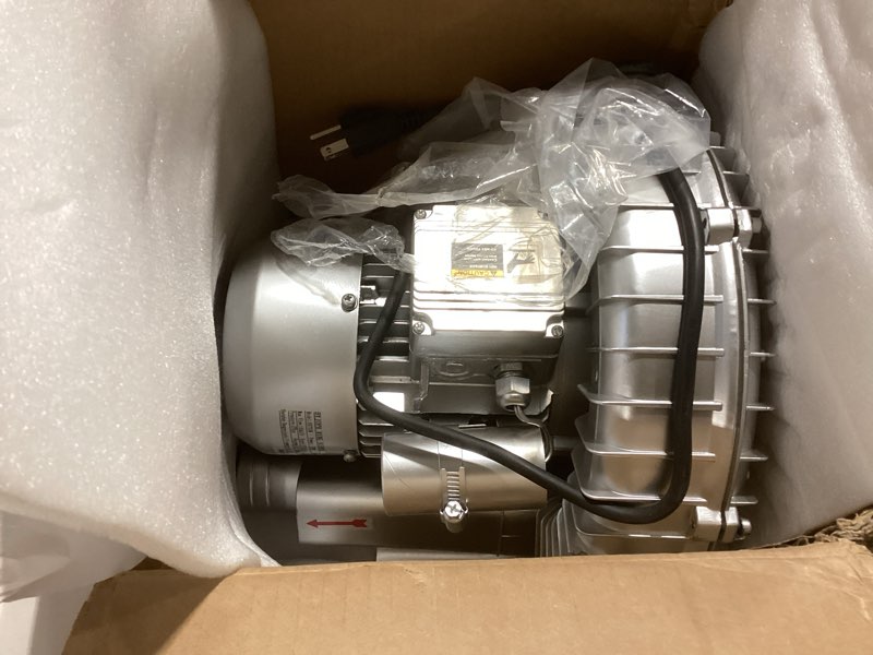Condition photo showing Good Condition for 1HP Regenerative Blower, 85CFM 110V 60Hz Single Phase, High-Pressure Vortex Ring Blower, Industrial Vacuum Pump for Air Blowing Or Suction for Sewage Aeration Aquarium Fish Pond, Silver