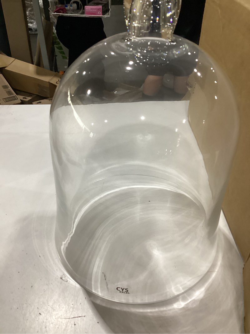 Condition photo showing Good Condition for 7.5" tall handmade glass cloche, thick & sturdy, dia 5"xh 7.5", for terrarium, plants, trinkets, cakes, figurines, led light string, candle. cloche glass dome, bell jar display case (1, 5.12"x7.48") 1 5"x7.5"