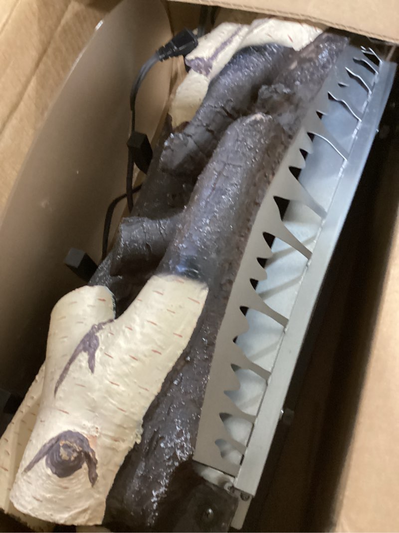 Condition photo showing New/Like New for LegendFlame 23" W Free Standing Electric Fireplace White Birch Log Set (EF290A-WB), Fireplace Insert, Heater 750W/1500W, Crackling Sound, Remote Control Nora 23" White Birch