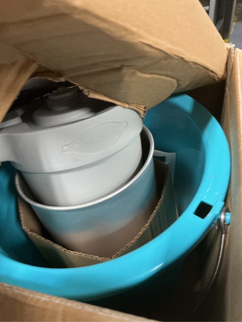 Condition photo showing As Is for Nostalgia Electric Ice Cream Maker - Old Fashioned Soft Serve Ice Cream Machine Makes Frozen Yogurt or Gelato in Minutes - Fun Kitchen Appliance - Blue - 4 Quart 4 Qt Blue