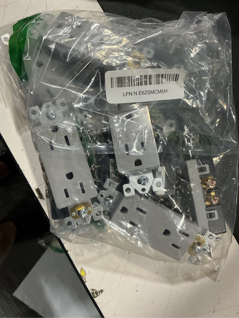 Condition photo showing Good Condition for enerlites gray decorator receptacle, standard electrical wall outlet, 15a 125v, self-grounding, 2-pole, 3-wire, 5-15r, ul listed, 61502-gy, 10 pack, non tamper resistant