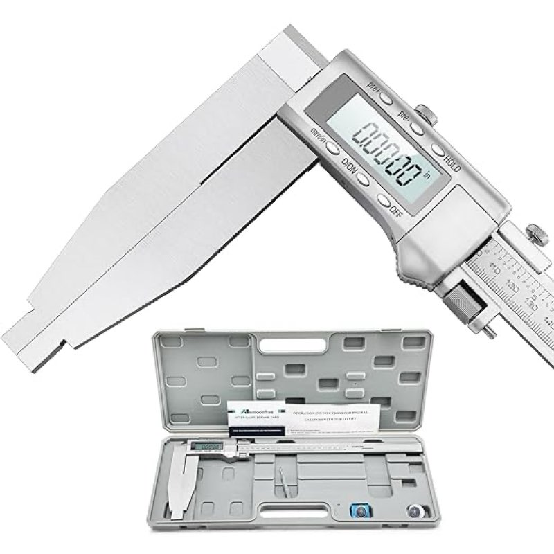 12 inch digital caliper long jaw caliper with 6" jaw depth calipers measuring tool all-metal frame large lcd screen 0.0005"/ 0.01mm resolution (12"/ 300mm)