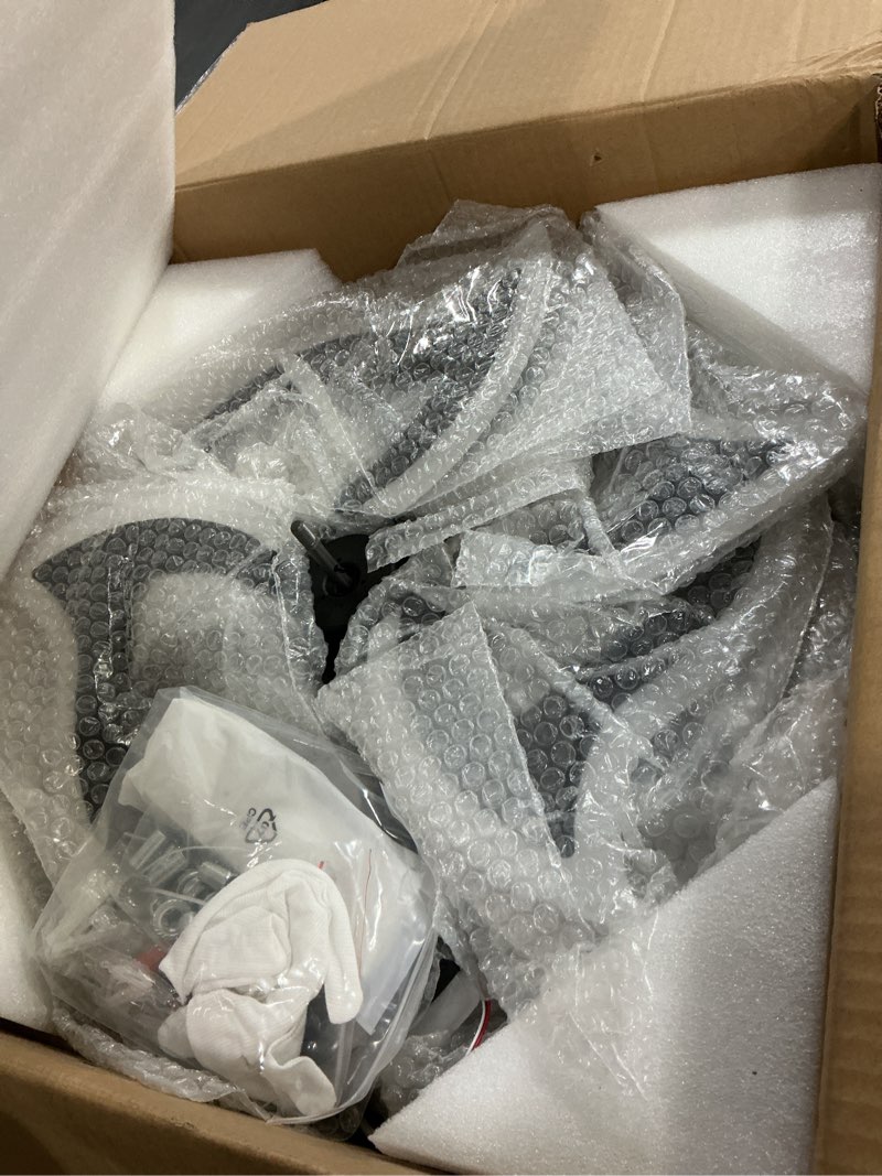 Condition photo showing Good Condition for 38" Black Geometric Ceiling Fan with Lights, 6 Speeds Flower Low Profile Flush Mount Ceiling Fan for Living Room 38"-Black