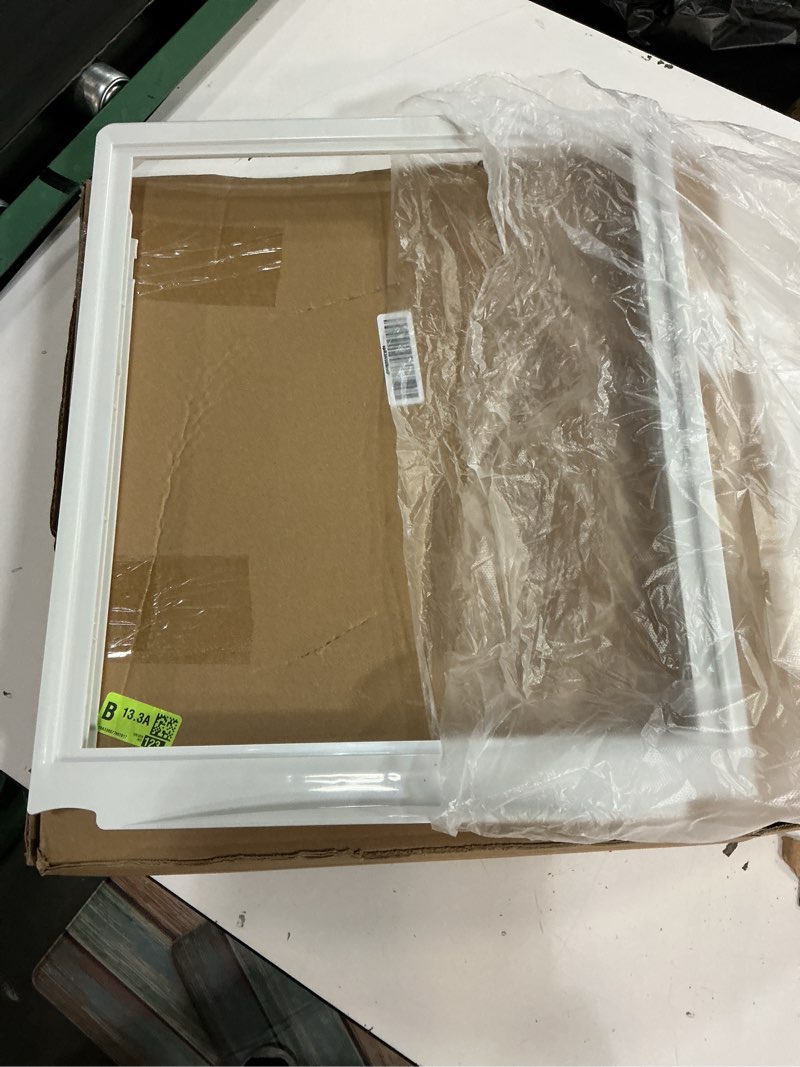 Condition photo showing New/Like New for 240599301 shelf frame without glass refrigerator delicatessen drawer cover for frigidaire, kenmore, crosley refrigerator replaces 1037664, ah899475, ea899475