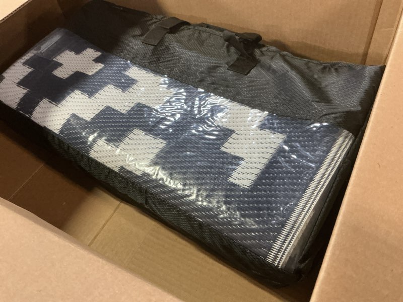 Condition photo showing Good Condition for genimo outdoor rugs 8x10 waterproof, reversible mats, area plastic straw rug, outside carpet, geometric rv mat for patio camping rv picnic backyard deck balcony porch beach trailer (navy blue & white) navy blue&white 8' x 10' (rectangular)