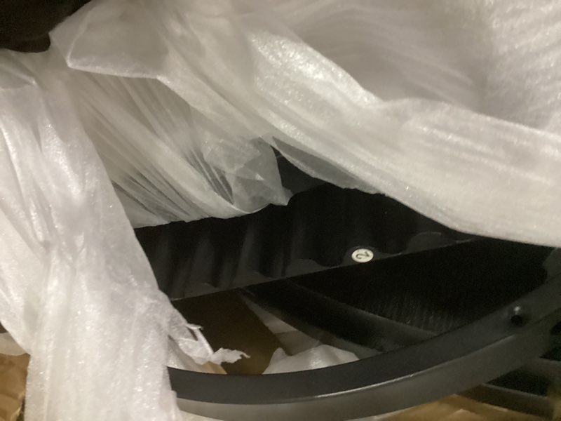 Condition photo showing As Is for similar to stock photo nalupatio 47 inch round dining table for 4, modern farmhouse kitchen table with half-open storage shelf & sliding door, circle dinner table for dining room, black 47 inch black