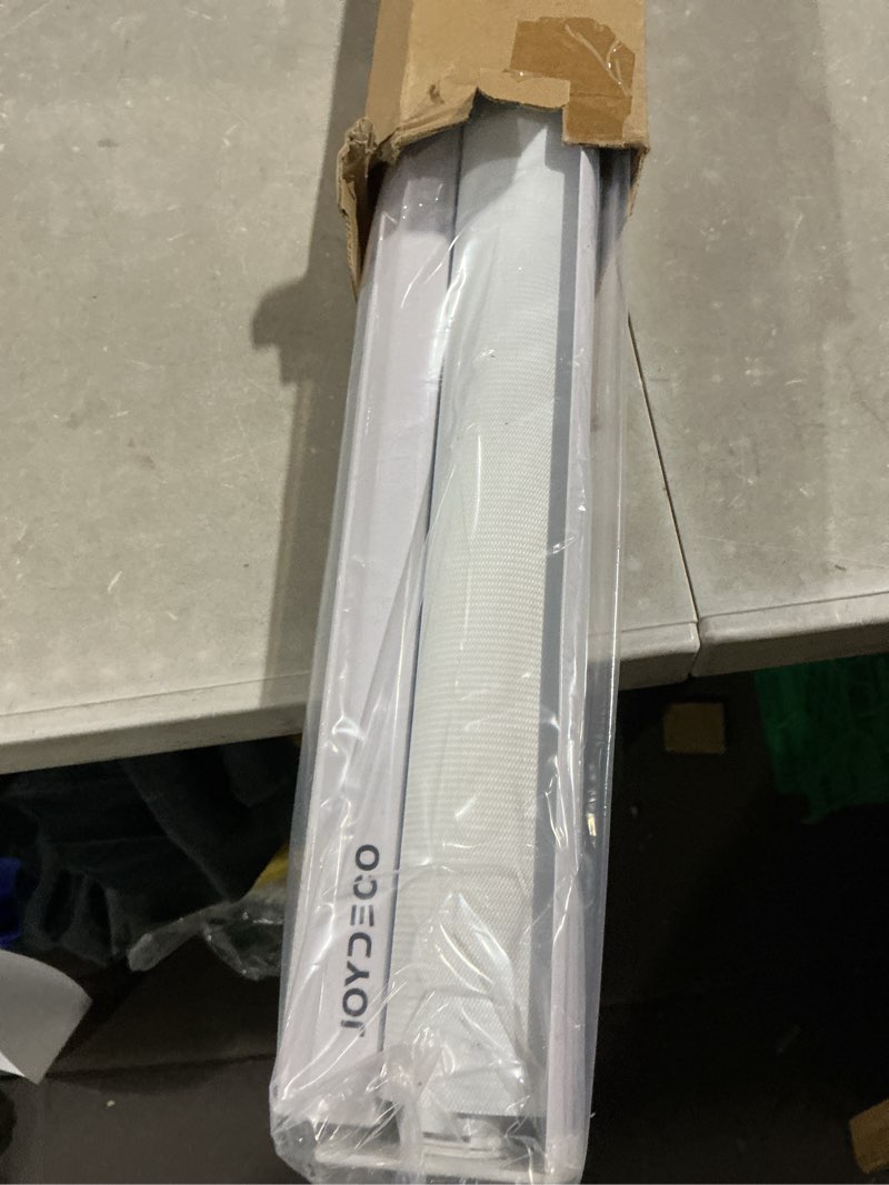 Condition photo showing Good Condition for joydeco cordless zebra blinds for windows, dual layer free-stop zebra shades privacy light control for day and night, light filtering sheer blinds for indoor windows (off-white, 34" w x 75" h) off-white 34" w x 75" h ready made