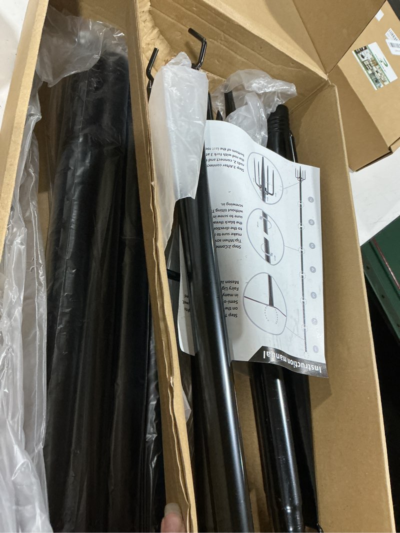 Condition photo showing As Is for ailbton 10ft string light poles 4 pack,light poles for outside lights,outdoor with fence brackets hanging lights,metal stand deck patio backyard 10ft 4 pack poles