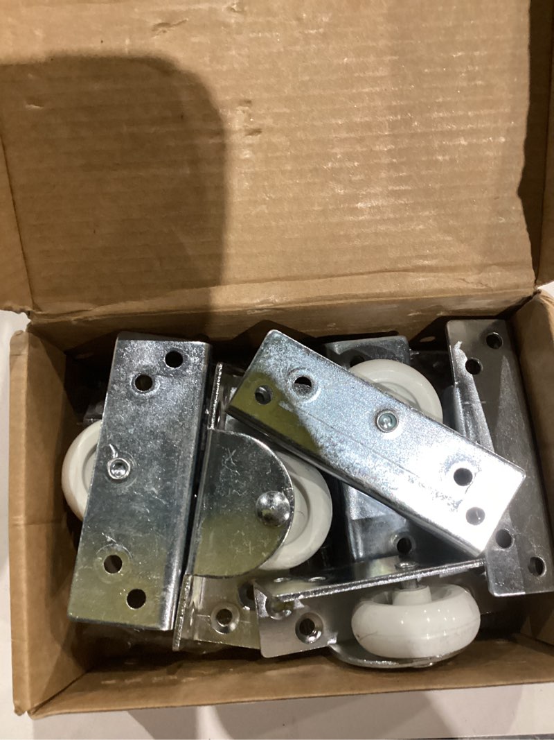 Condition photo showing As Is for 8Pcs 1.5 Inch Fixed Caster Wheels Heavy Duty, Rigid Plate Casters Wheels for Furniture, Cabinet, Under Bed Storage Drawer, Non Swivel, with Screws 8 1.5 Inch Wheel
