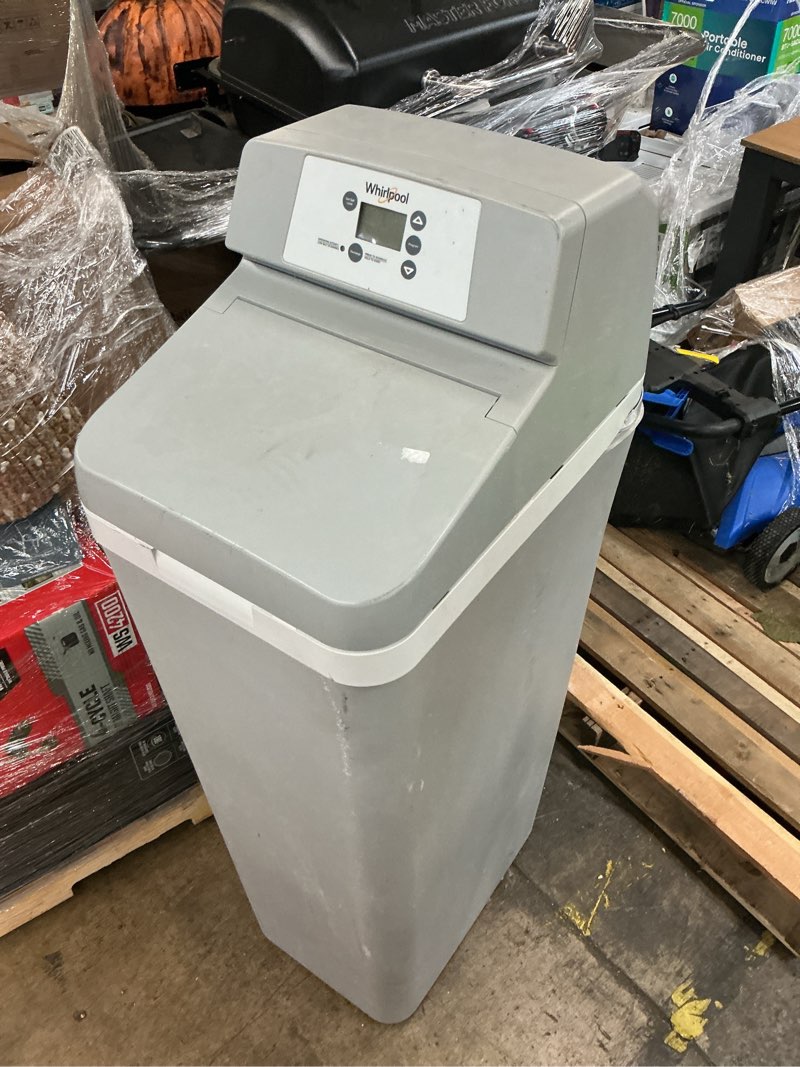 Condition photo showing As Is for whirlpool 33000 -grain water softener for hard water and iron reduction