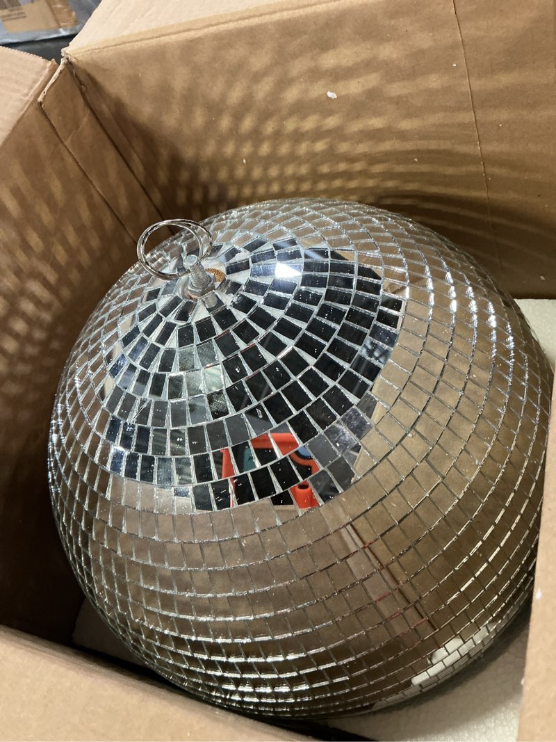 Condition photo showing Good Condition for disco ball 12-inch – large hanging mirror ball disco ball decor for disco party decorations, weddings, events, disco christmas decor, and home celebrations 12 in