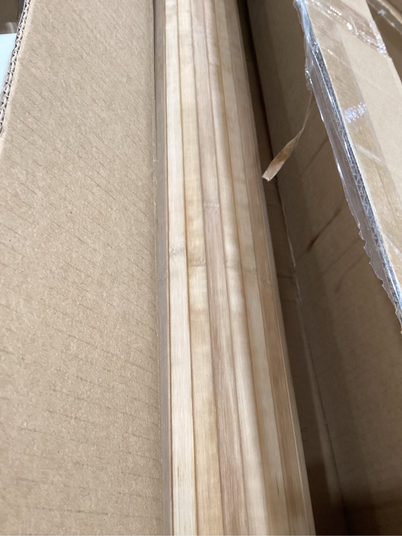 Condition photo showing As Is for Art3d 48 x 96 Inch Natural Bamboo Wall Panel for Interior Wall Decor, Flexible Pole Wrap Wainscoting Wall Cladding Paneling for Living Room, Bedroom, Office, Kitchen Island, Light-carbonized 1-48" x 96" Light-carbonized