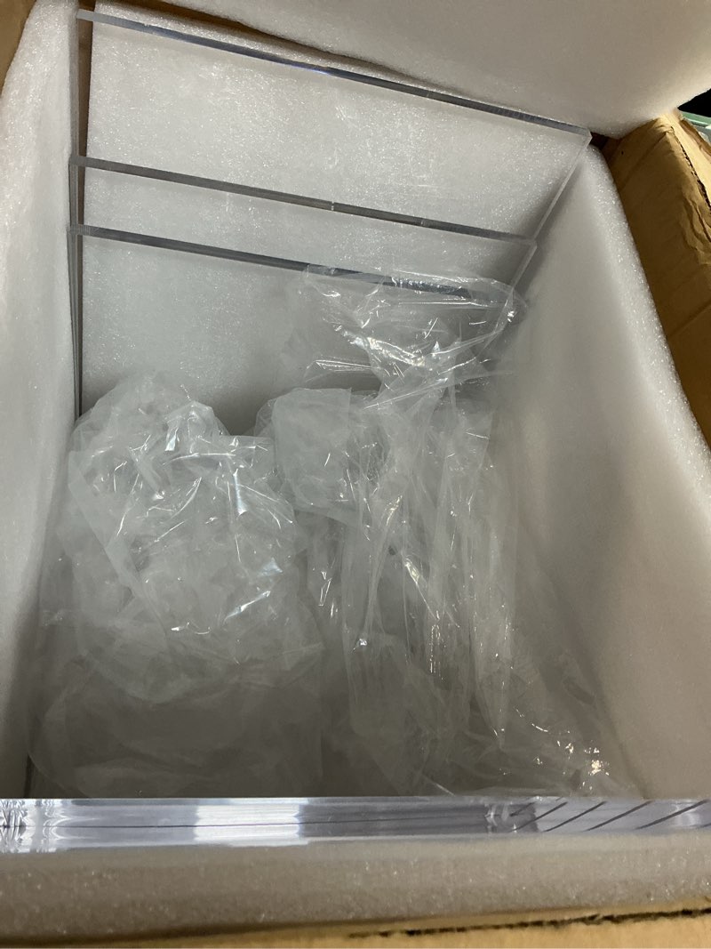 Condition photo showing Good Condition for Barydat Set of 3 Nesting Tables Transparent Acrylic Side Table Modern Coffee Clear Desk with Round Corner Rectangle Clear Nightstand and Stool for Living Room Bedroom Home Office