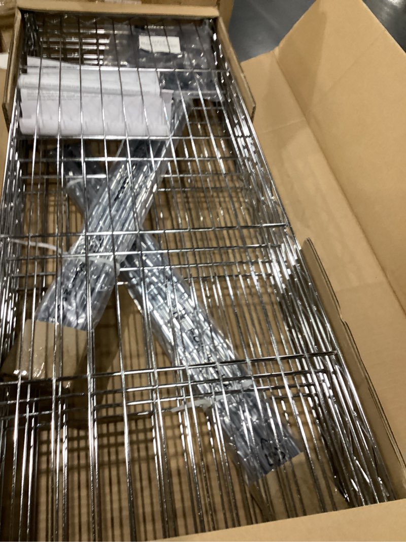 Condition photo showing New/Like New for paylesshere 4 tier shelving unit 13.4" d×35" w×53.7" h metal shelving standing storage shelf with 4 steel frame adjustable layer racks metal commercial shelf for kitchen, garage (chrome) chrome 35.4l x 13.3w x 53.7h