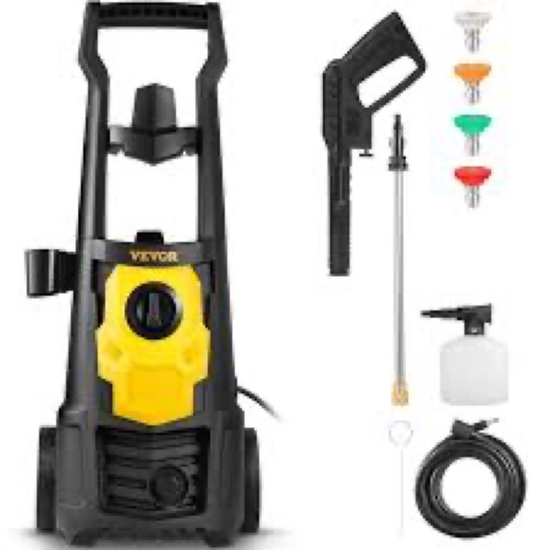vevor electric pressure washer, 2000 psi, max. 1.76 gpm power washer w/ 30 ft hose, 5 quick connect 
