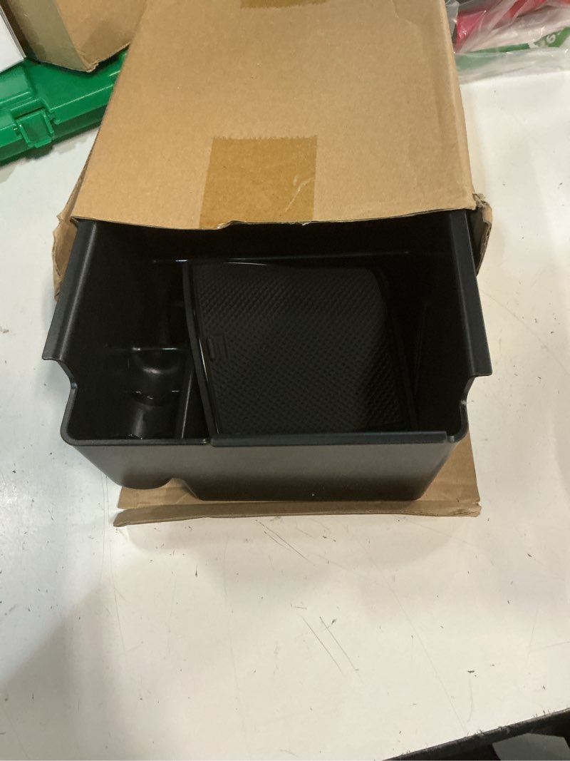 Condition photo showing Good Condition for topinstall 2026 upgraded console tray compatible with 2026 ford explorer accessories, deep armrest storage box center console organizer tray with coin holder & non-slip mats, black trim 2026--black