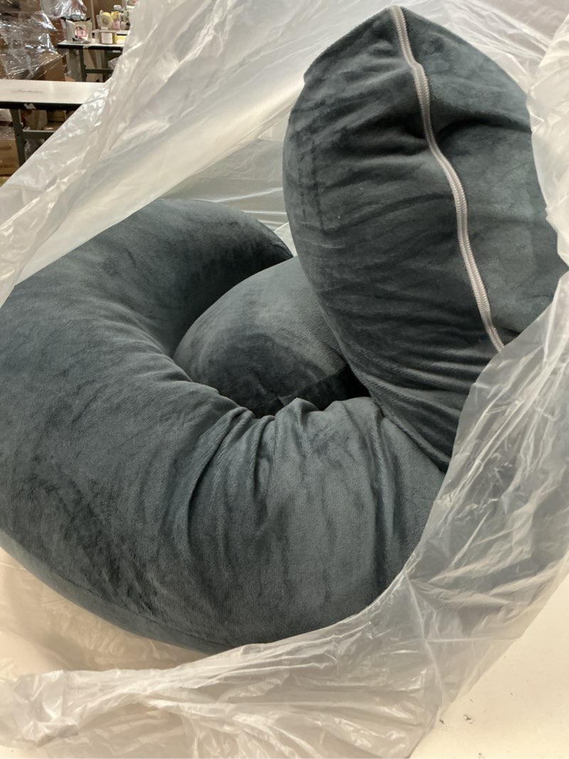 Condition photo showing Good Condition for Pregnancy Pillow, Full Body 57 Inch Maternity Pillow with Removable Washable Cover - Sleep Support for Legs, Back, Neck, Shoulder, HIPS, Belly for Pregnent Women, Black Grey Velvet Cover Black-grey Velvet