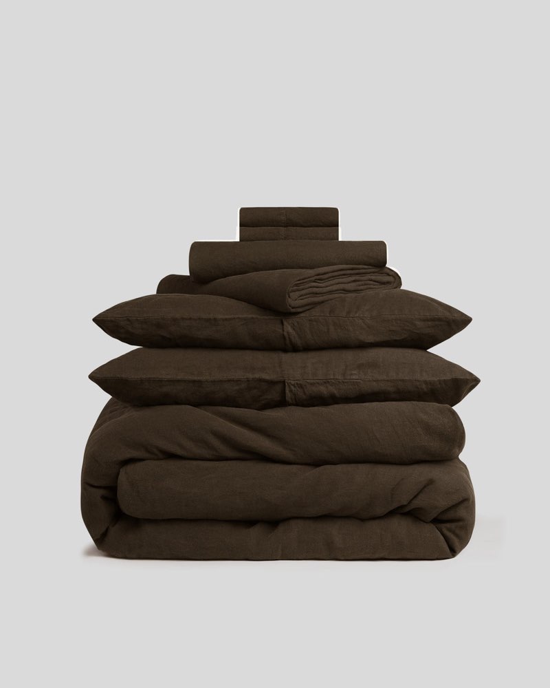 european linen duvet cover, king/cal king, espresso