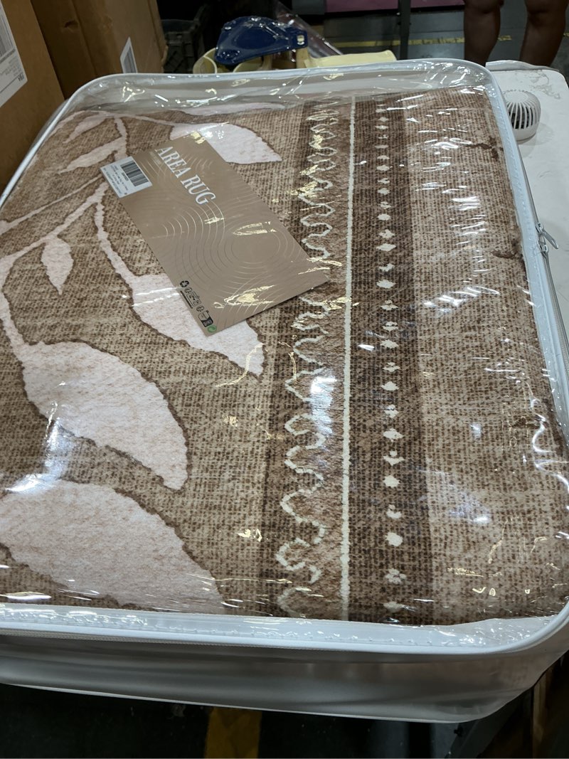 Condition photo showing New/Like New for nicetown 8x10 area rug, natural throw rug for living room, washable thin carpet for bedroom, non-slip stain resistant foldable large carpet pet & kids friendly for dining room 96"w x 120"l (pack of 1) natural
