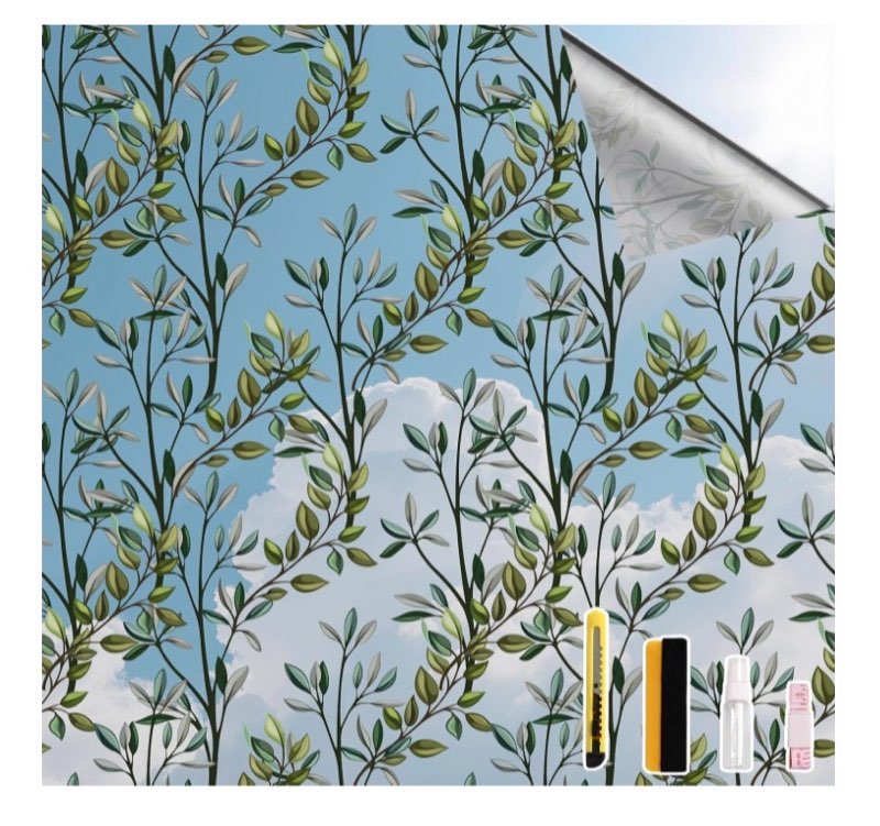 Countewol Upgraded Window Privacy Film One Way Daytime Privacy Static Cling Sun Blocking Anti UV Ref