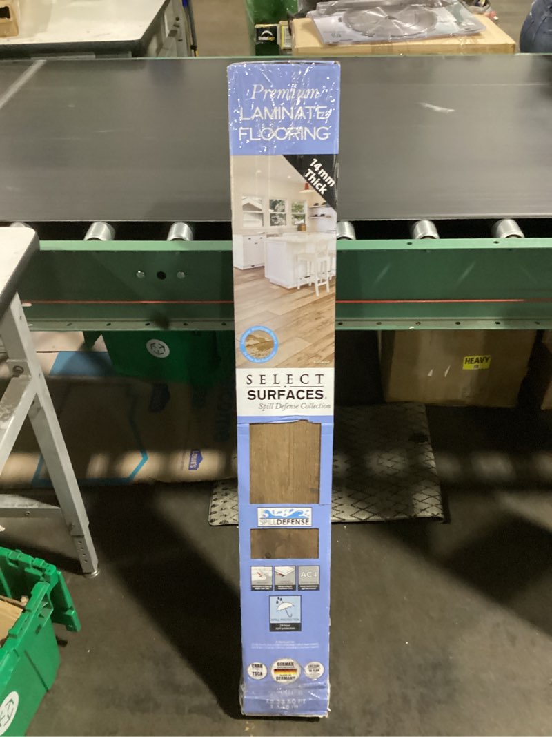 Condition photo showing New/Like New for select surfaces barnwood spilldefense laminate flooring, 12.34 sq. ft. per box